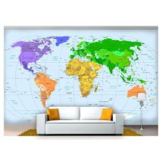 Papel De Parede Mapa Mundi Continentes Nmu04 - Você Decora