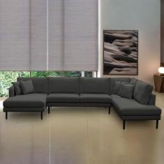 Sofá Decorativo Sala de Estar Osaka 430cm Modulado em U com Almofadas 