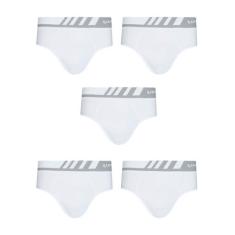 Kit Com 5 Cuecas Lupo Slip Microfibra 691-002, Branco, XG
