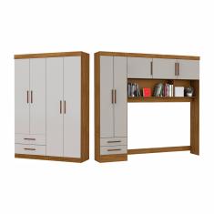 Guarda-Roupa Casal Modulado Hercules 9 Portas 4 Gavetas - Cinamomo com Off White