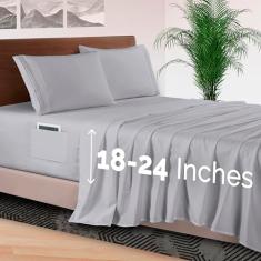 Elegant Comfort Jogo de cama de 4 peças - Roupa de cama de luxo 1500 microfibra de qualidade premium de hotel, elástico em toda a volta, lençol com elástico 45-61 cm - Lençóis com bolso extra