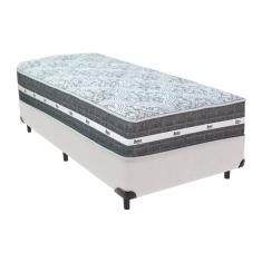Cama Box Branco e Colchão Black Graphite Molas Ensacadas Solteiro 88x188X32 Anjos