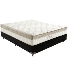 Cama Box Preto e Colchão King Best Bege Molas Ensacadas Casal Anjos