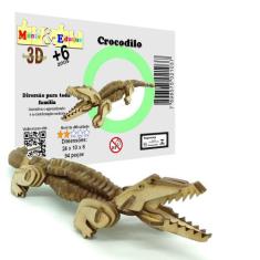 Brinquedo Educativo Quebra Cabeça 3D Crocodilo Mdf - Monte & Eduque