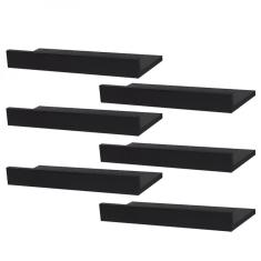 Kit 6 Prateleiras Porta Quadros 40 x 10cm Preta