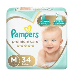Fraldas Pampers Premium Care M 34 Unidades
