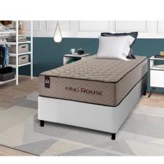 Conjunto Cama Box Espuma San Diego Bege Solteiro 96x203x67