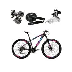 Bicicleta Aro 29 Ksw Xlt Câmbios Shimano Altus 24v K7 Alumínio Freios Hidráulicos Garfo Com Trava - Preto/Pink/Azul
