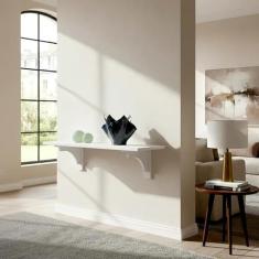 Aparador Prateleira Suporte Suspenso de Parede com Cantoneira Mão Francesa Branco Laca