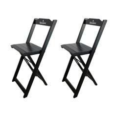 Kit 2 Banquetas Bistrô Dobrável Madeira Hei Preta Cor: Preto
