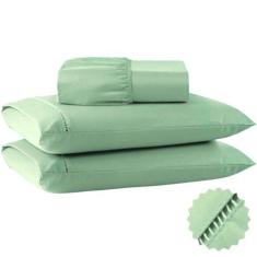 Lençol Queen 3 Peças Algodão 400 Fios Jogo de Cama Toque Aveludado - G