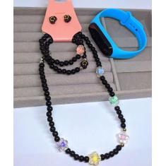 Kit Relógio Digital Led Prova água Bracelete Infantil Feminino Menina 