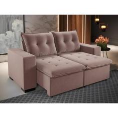 Sofá Retrátil e Reclinável 3 Lugares 200cm Veludo Power Rosa - Viero
