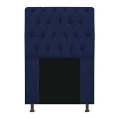 Cabeceira Estofada Lady 90 cm Solteiro Com Capitonê Suede Azul Marinho - ADJ Decor