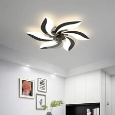 Ventilador de teto regulável LED Ventilador de teto com iluminação e ventilador de controle remoto Lâmpada de teto criativa Moderna luminária pendente para sala de estar Sala de jantar Quart