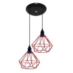 Pendente Aramado Modelo Diamante - 02 Juntos - Vermelho - LUSTRES AMAN