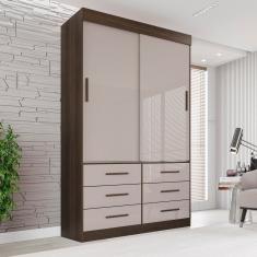 Guarda Roupa Solteiro 2 Portas 6 Gavetas Luana Savana/Off