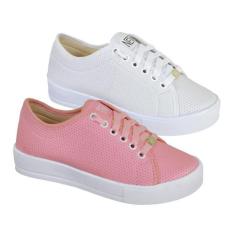 Kit 2 Pares Tênis Feminino Casual Sola Alta Flatform Confortável Sapat