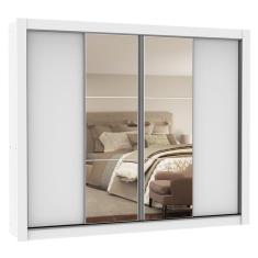 Guarda Roupa Casal Montana Branco 4 Portas 2 Espelhos Madesa