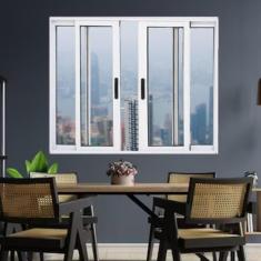 Janela Vitrô de Alumínio 4 Folhas 120 x 120cm Linha 25 Branco