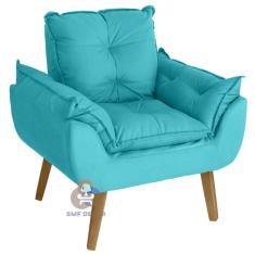 Poltrona/Cadeira Decorativa Glamour Opala Com Pés Quadrado