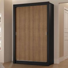 Guarda-roupa Solteiro 2 Portas Correr 2 Gavetas Preto/rustic