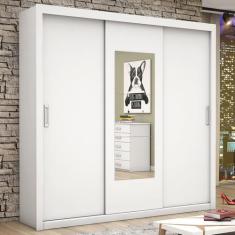 Guarda-Roupa Casal Bahia 3 Portas 4 Gavetas com Espelho Branco  Carioc