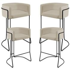 Kit 04 Banquetas Decorativas Fixa Base de Aço Preto Betina D02 Corano 