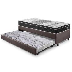 Bicama Box Solteiro material sintético Linho Marrom 88x188x28 cm com C