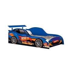 Cama Carro Solteiro Racing Car MDF Azul