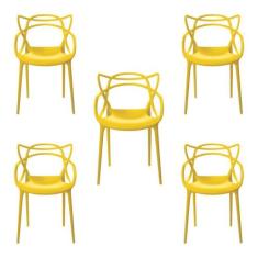 Kit 5 Cadeiras Decorativas Sala e Cozinha Feliti (PP) Amarela G56 - Gr