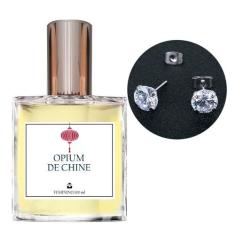 Perfume Feminino Opium de Chine + Brinco Prata Ponto Luz 6mm - Essênci