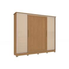 Guarda Roupa 4 Portas de Correr e 4 Gavetas c/ Pés CB03N565 Flex Canela/Canela ou Macadamia - Kappesberg