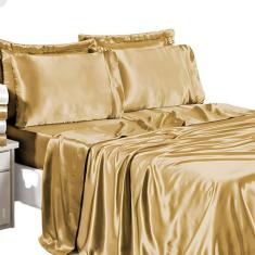 Jogo de Lençol King 4 Peças Cetim Charmousse Antifrizz Seda - Valle En