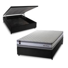 Conjunto Box Baú Alpine Cinza 138x188x72 c/ Molas Ensacadas