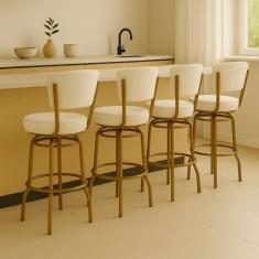 Banqueta Alta Bar Giratória com Encosto cor Dourado fosco Assento gros