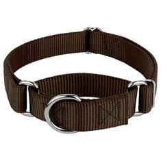 Coleira Country Brook Petz Martingale para cães - Coleira de treinamento resistente sem fivela - Coleira para cães de serviço para todos os filhotes - Coleção vibrante e colorida (marrom, 2,5 cm,