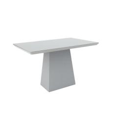 Mesa de Jantar Retangular com Tampo de Vidro Bárbara Off White 135 cm 