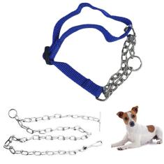 Coleira Guia Aço Semi Enforcadora Kit Corrente Pet Caes