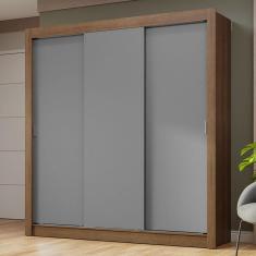 Guarda-Roupa Casal 3 Portas de Correr Rustic/Cinza Nobre Madesa
