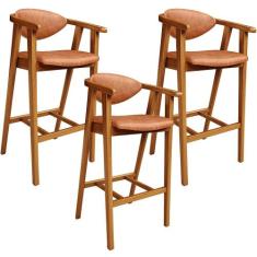 Kit 03 Banquetas Alta Cozinha Bancada Bar Sala de Jantar Fixa Cecília 