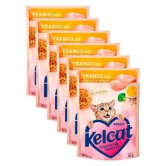 Kit 6 Ração Úmida para Gatos Kelcat Sabor Frango com Brócolis e Linhaç