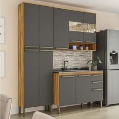 Cozinha Compacta 100% Mdf 3 Peças 10 Portas e 2 Gavetas com Vidro sem 