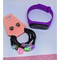 Kit Relógio Infantil Digital Bracelete Prova Agua + Conjunto Pulseiras