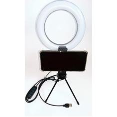 RING LIGHT 6 POLEGADAS + SUPORTE CELULAR E TRIPÉ DE MESA