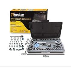 Kit de Chaves Titanium Jogo Catraca Reversível Soquetes 40 Peças Maleta