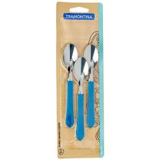Conjunto Colher Cha Inox 3pcs Leme Azul Tramontina