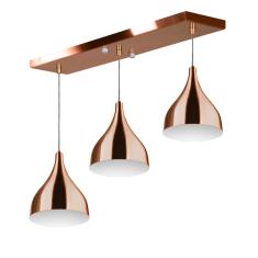 Lustre Pendente Gota Triplo Base Retangular Cobre