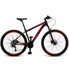Bicicleta Aro 29 Cripto 27v Alivio Freio Hidraulico Trava K7 - Preto-vermelho - 21" Preto-vermelho