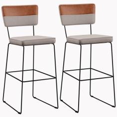 Kit 02 Banquetas Altas Sala De Jantar Fixa Allana L02 Faixa Corano Cam